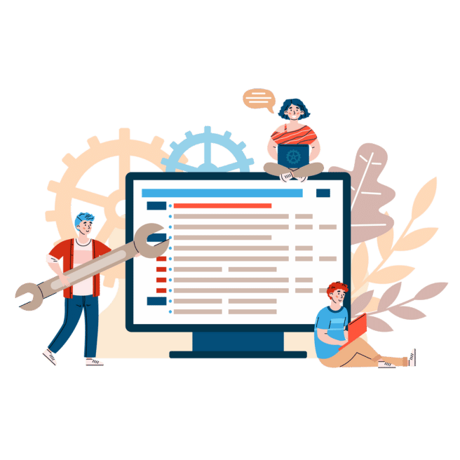 Illustration of SEO tool integrations, featuring Google Business Profile setup and Google Search Console optimization.