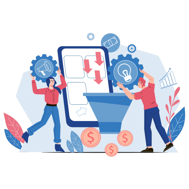 Illustration of paid traffic strategies, featuring digital advertising, audience targeting, and retargeting campaigns.