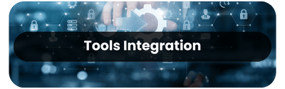 Tools Integration concept with digital automation, cloud computing, and workflow optimization icons