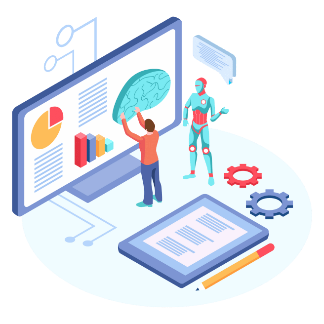 Illustration of marketing automation featuring automated email sequences, engagement tracking, and growth strategies.
